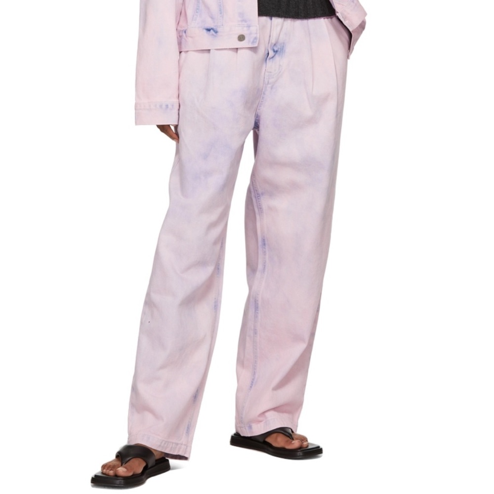 the open product pink & blue tie dye jeans
